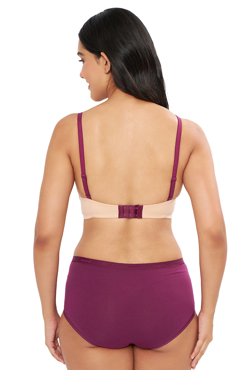 Amante Comfort Dream Padded Non-wired T-shirt Bra - Hazelnut & Plum Caspia - view 2