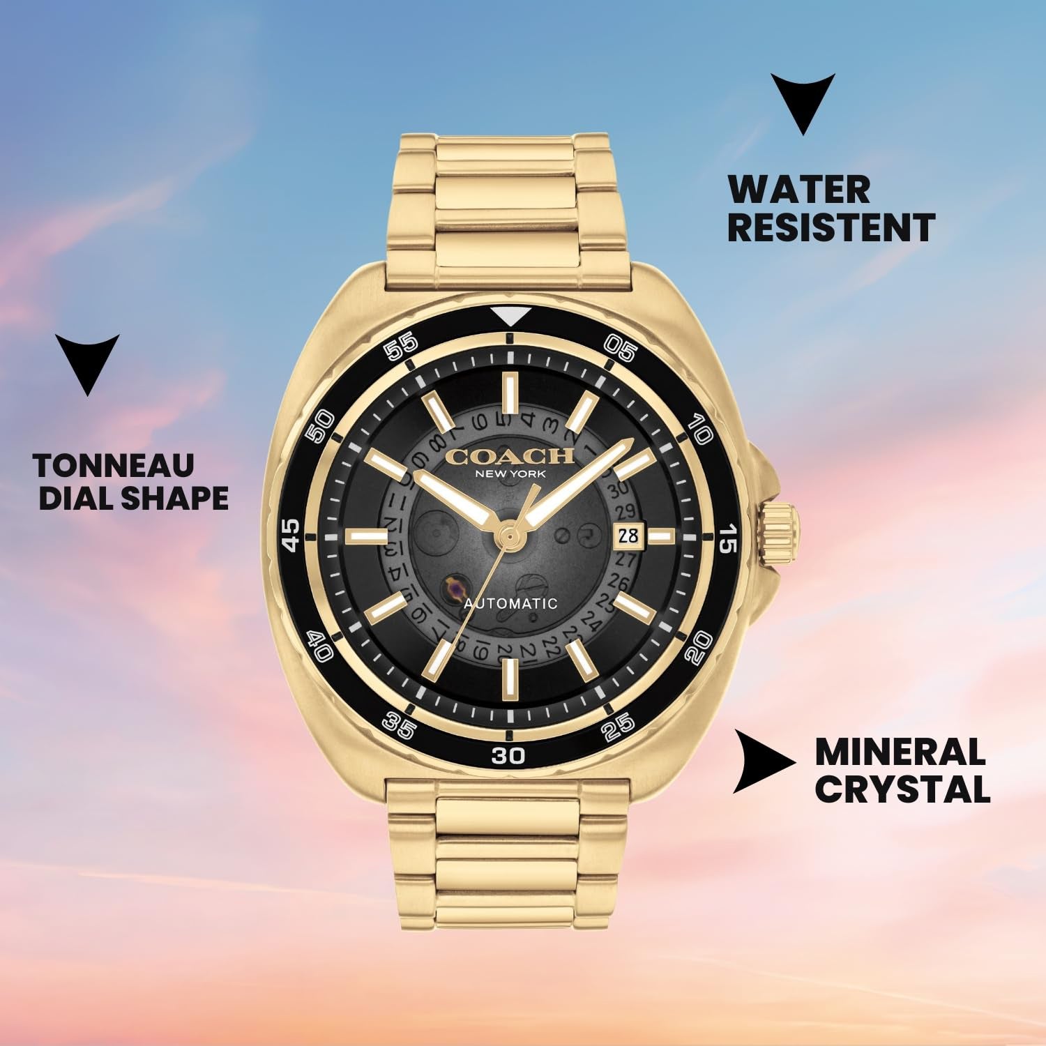 Coach Charter Men Automatic Black Dial Analog Stainless Steel Watch 14602712 - view 5