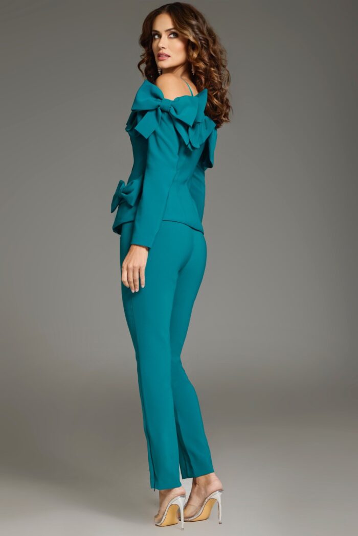 Jovani 39840 Long Bow Accented Formal Pant Suit - view 2