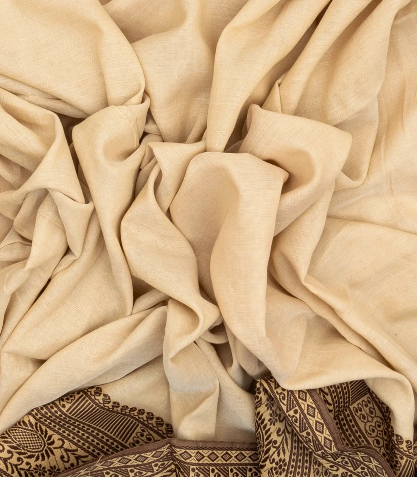 RmKV Taupe Bengal Cotton Saree With Mango Motifs In Border - view 3