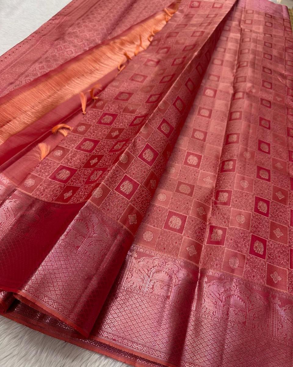Aayna Epiphany Pink Soft Silk Saree With Phenomenal Blouse Piece - view 3