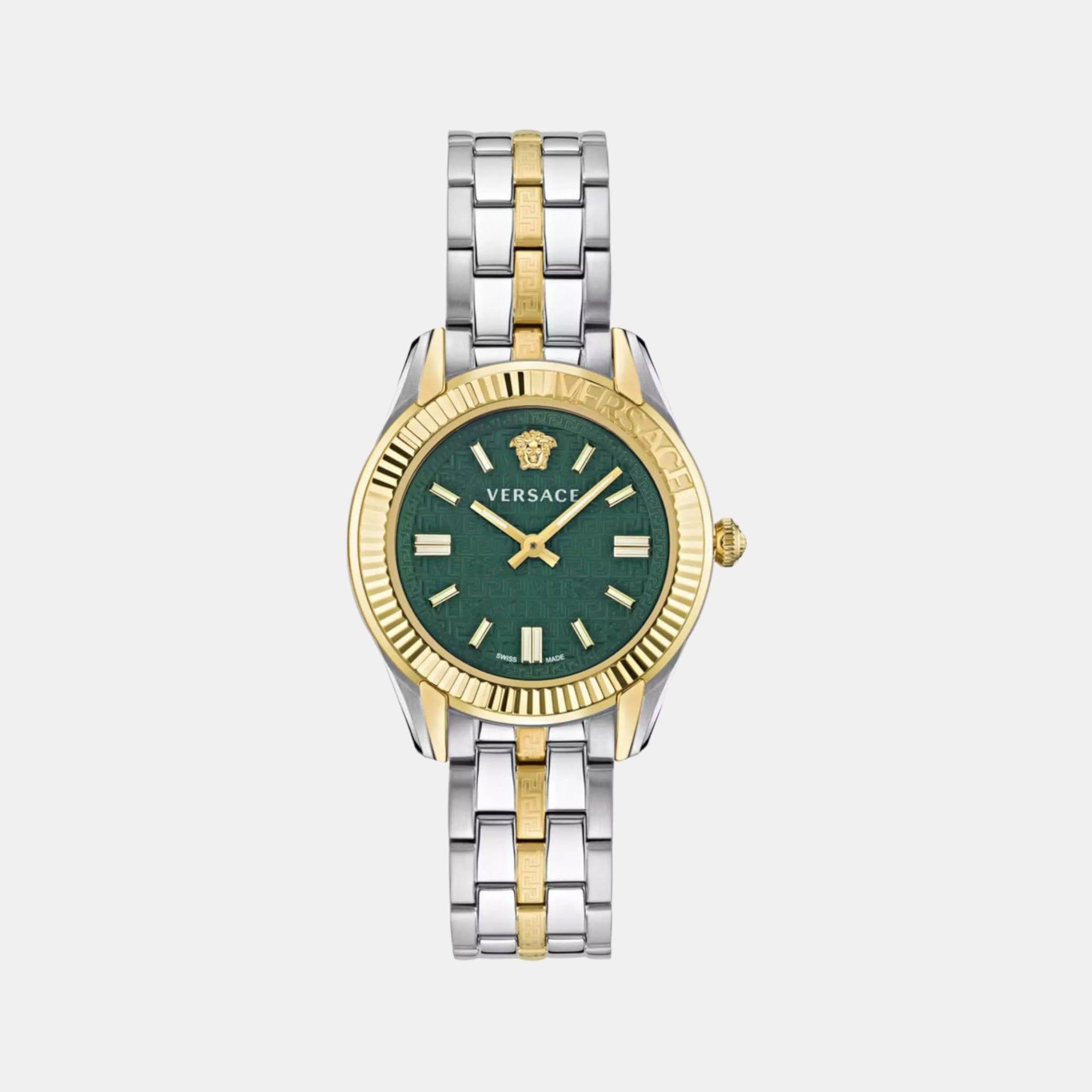 Versace Greca Men Quartz Green Dial Analog Stainless Steel Watch VE6C00423