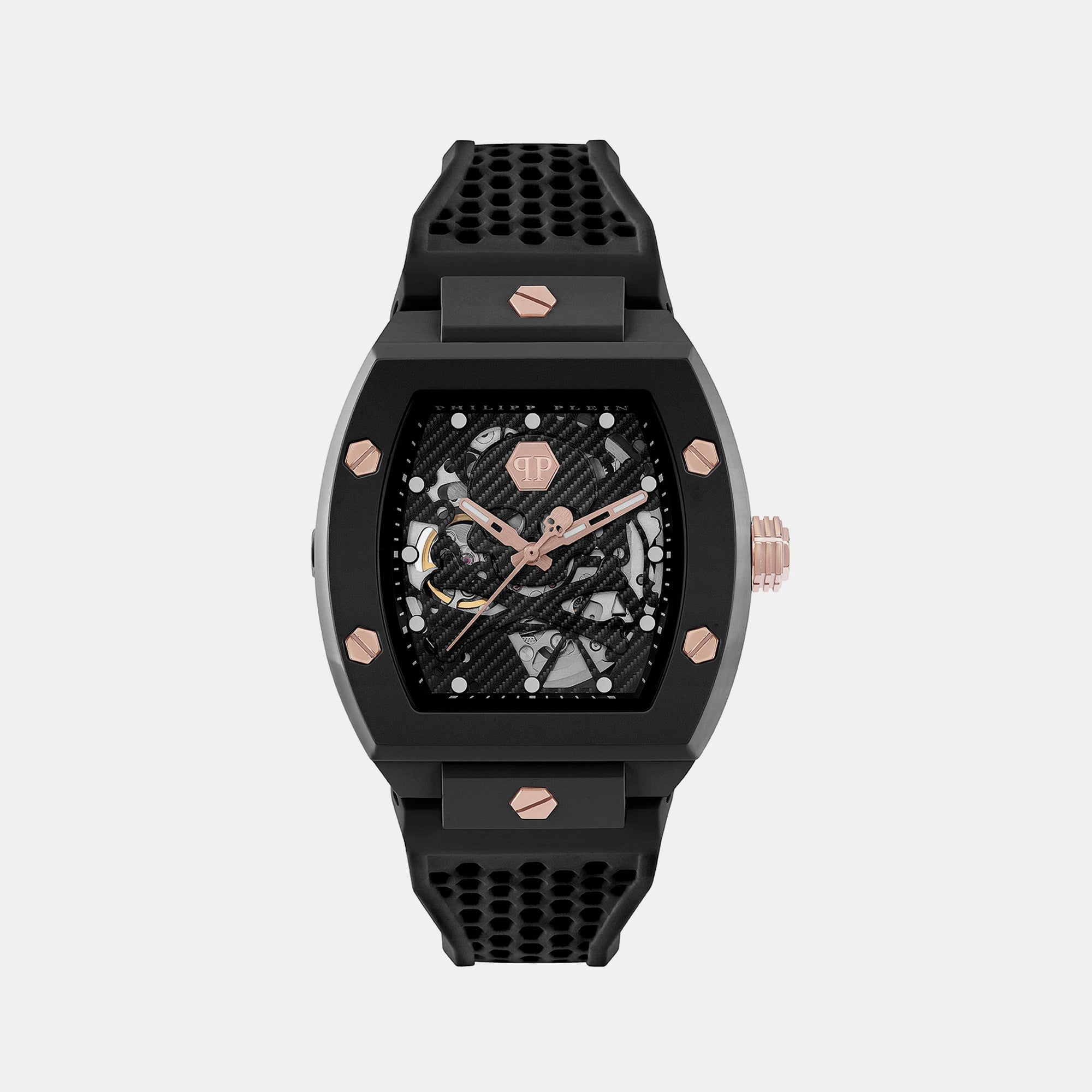 Philipp Plein $keleton Men Automatic Black Dial Analog Silicone Watch PWVBA0523