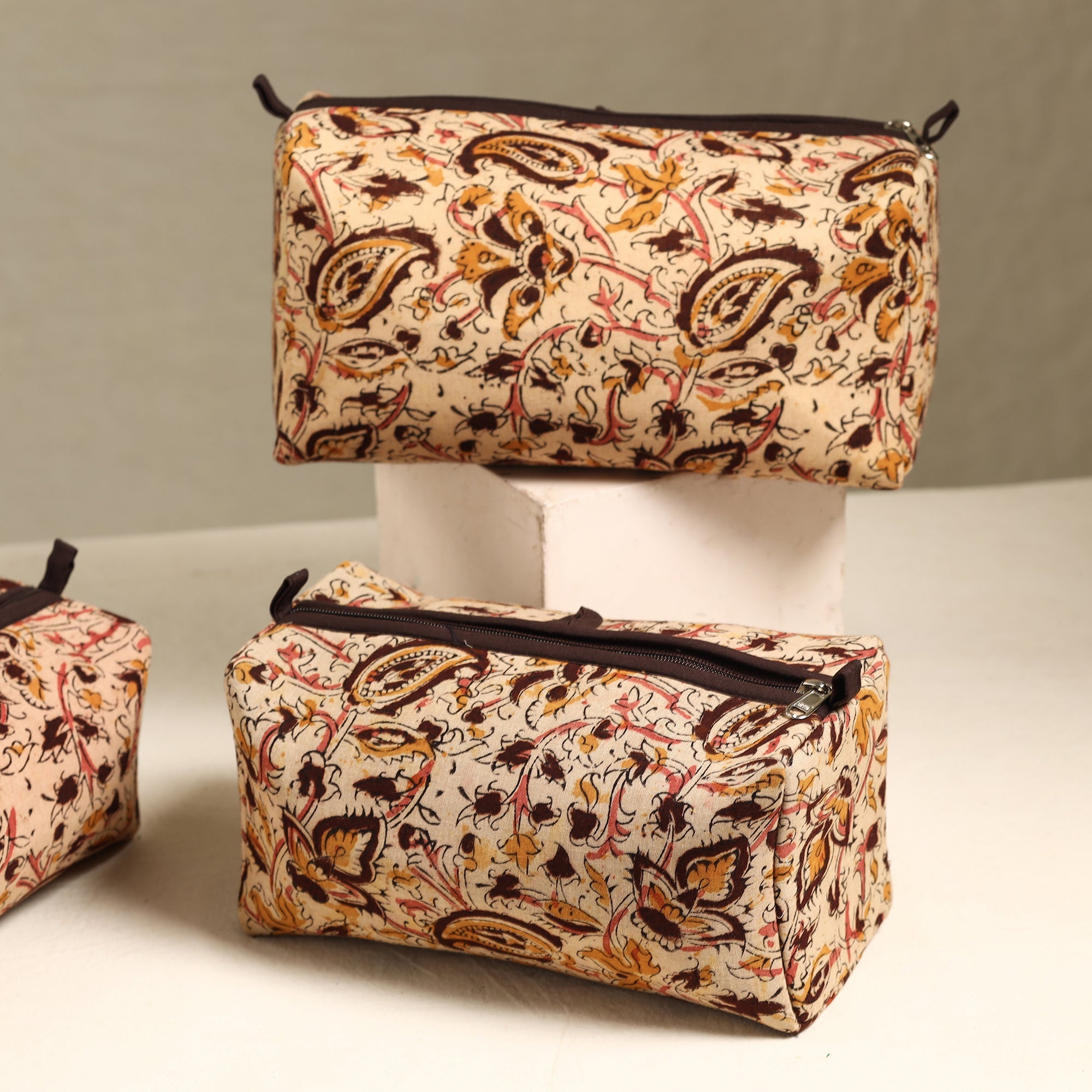 ITOKRI CRAFTS INITIATIVE Beige - Handmade Cotton Toiletry Bags (Set of 3) 53 - view 2