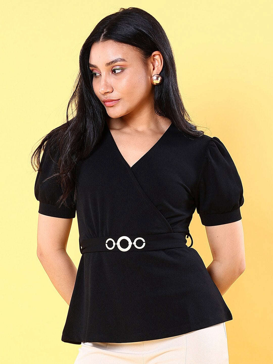 Freehand By The Indian Garage Co Women V Neck Peplum Top