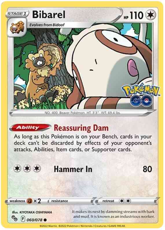 Common pgo-060 non-holo – Pokémon Bibarel - 060/078 - Common [pgo-060] [Non-Holo]