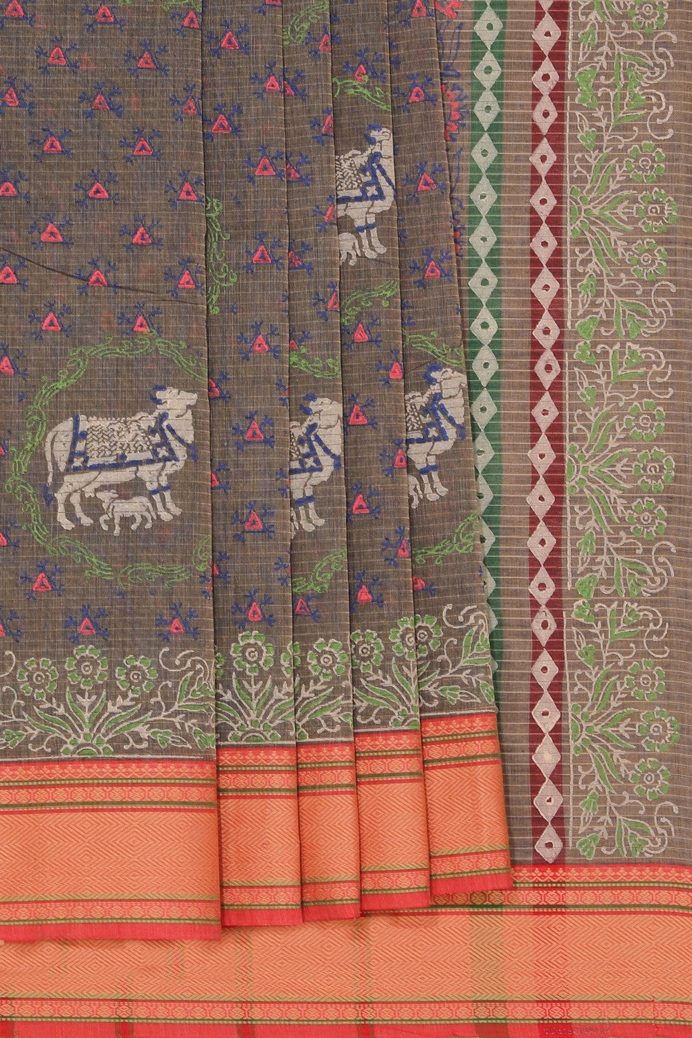 Kalanjali Ethnics Hand block printed cotton saree - view 2