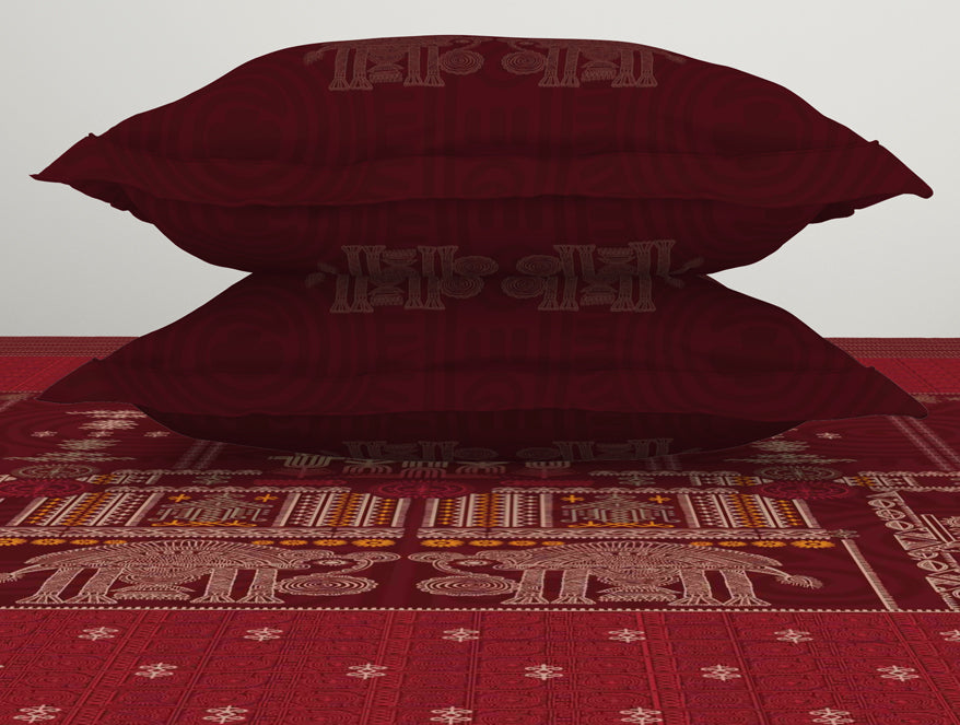 Spaces India Ornate Dark Red 100% Cotton King Size Bedsheet Rangana Digital - By Occasions - view 6