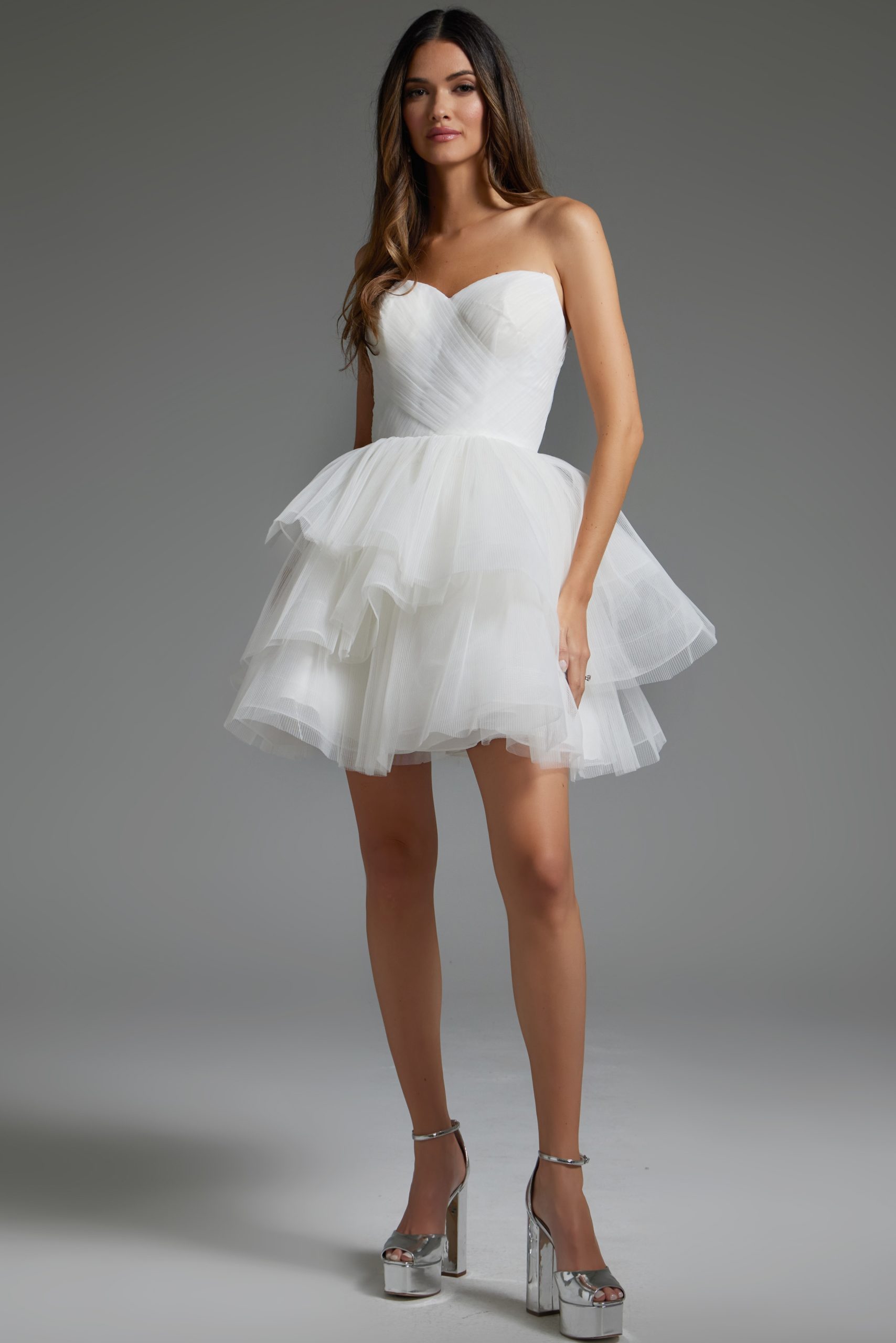 Jovani 41054 Homecoming Short A Line Ruffled Cocktail Dress - view 5