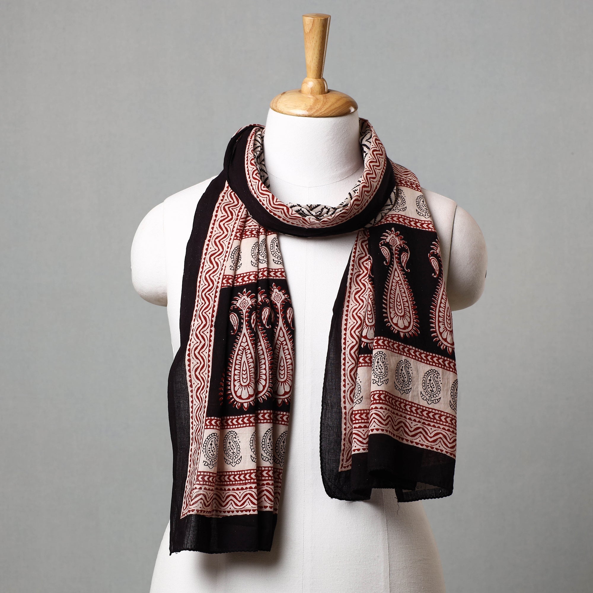 BAGH PRINTS BY MOHAMMED BILAL KHATRI Black - Bagh Hand Block Printed Cotton Stole
