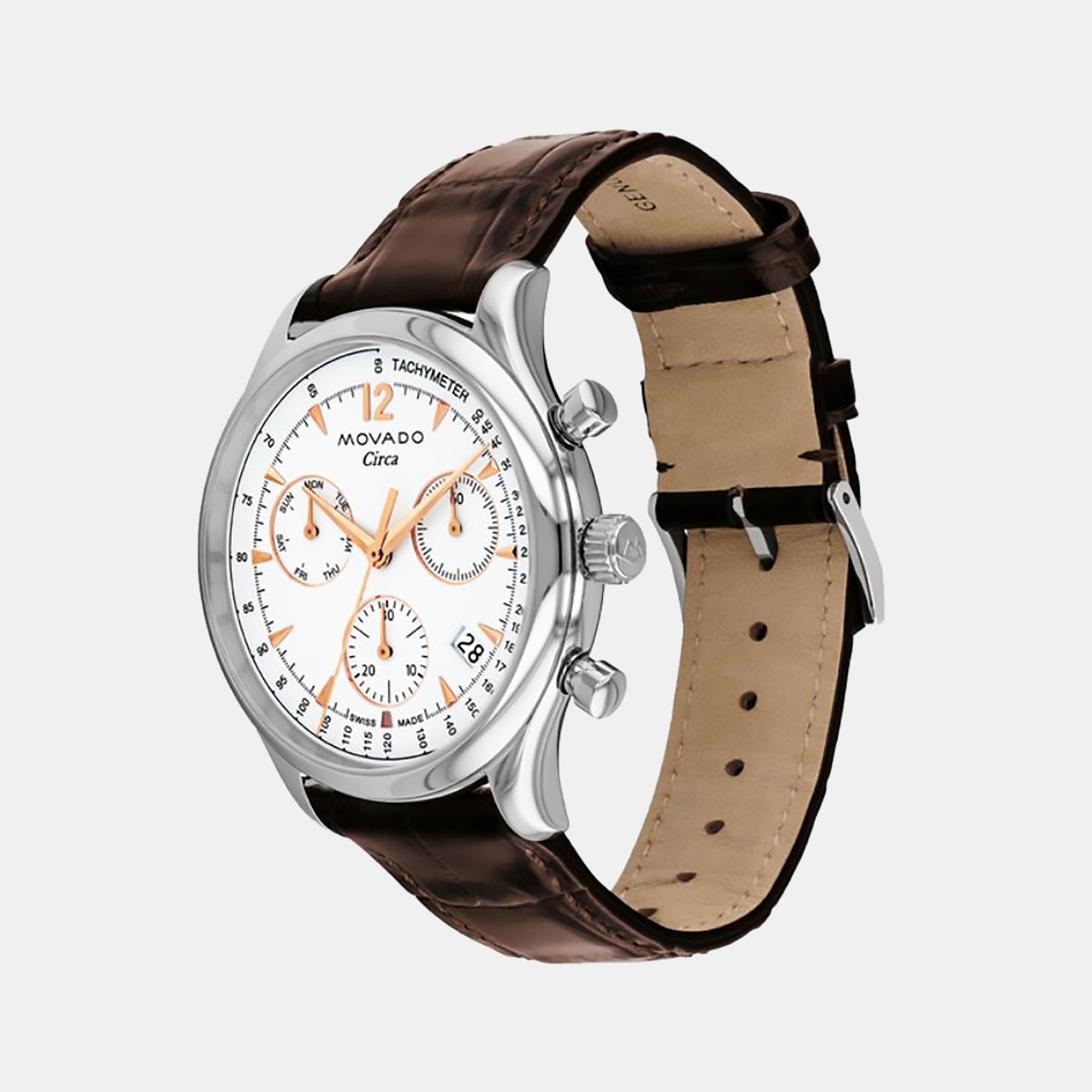 Movado Heritage Men Quartz White Dial Chronograph Leather Watch 3650132 - view 2