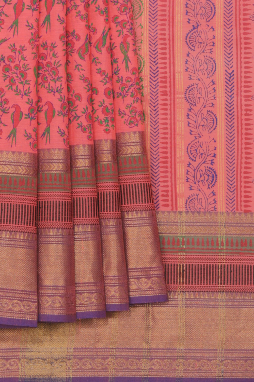 Kalanjali Ethnics Hand block printed cotton saree - view 2