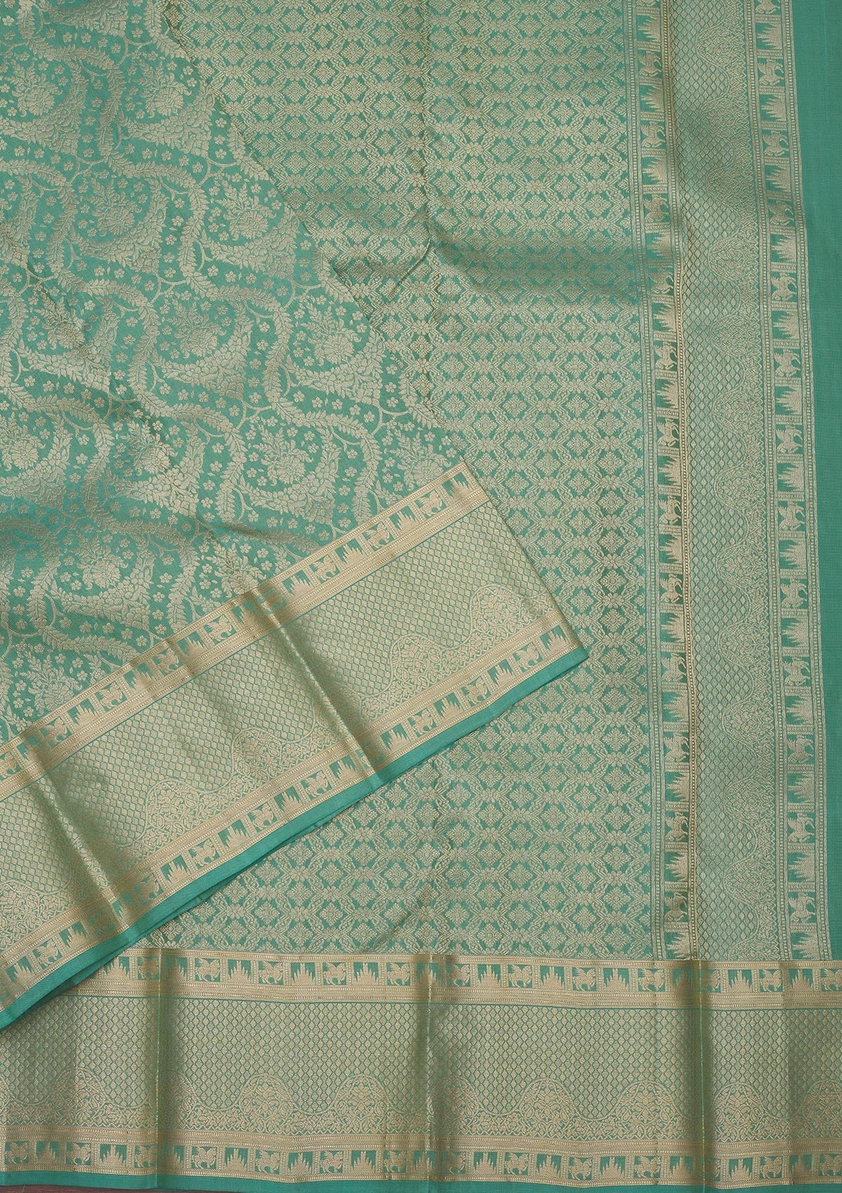 Koskii Pista Green Zariwork Pure Silk Saree – Women's - view 3