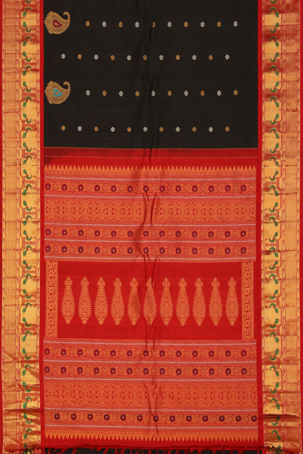 Kalanjali Gadwal Silk Black Saree – Women's - view 3