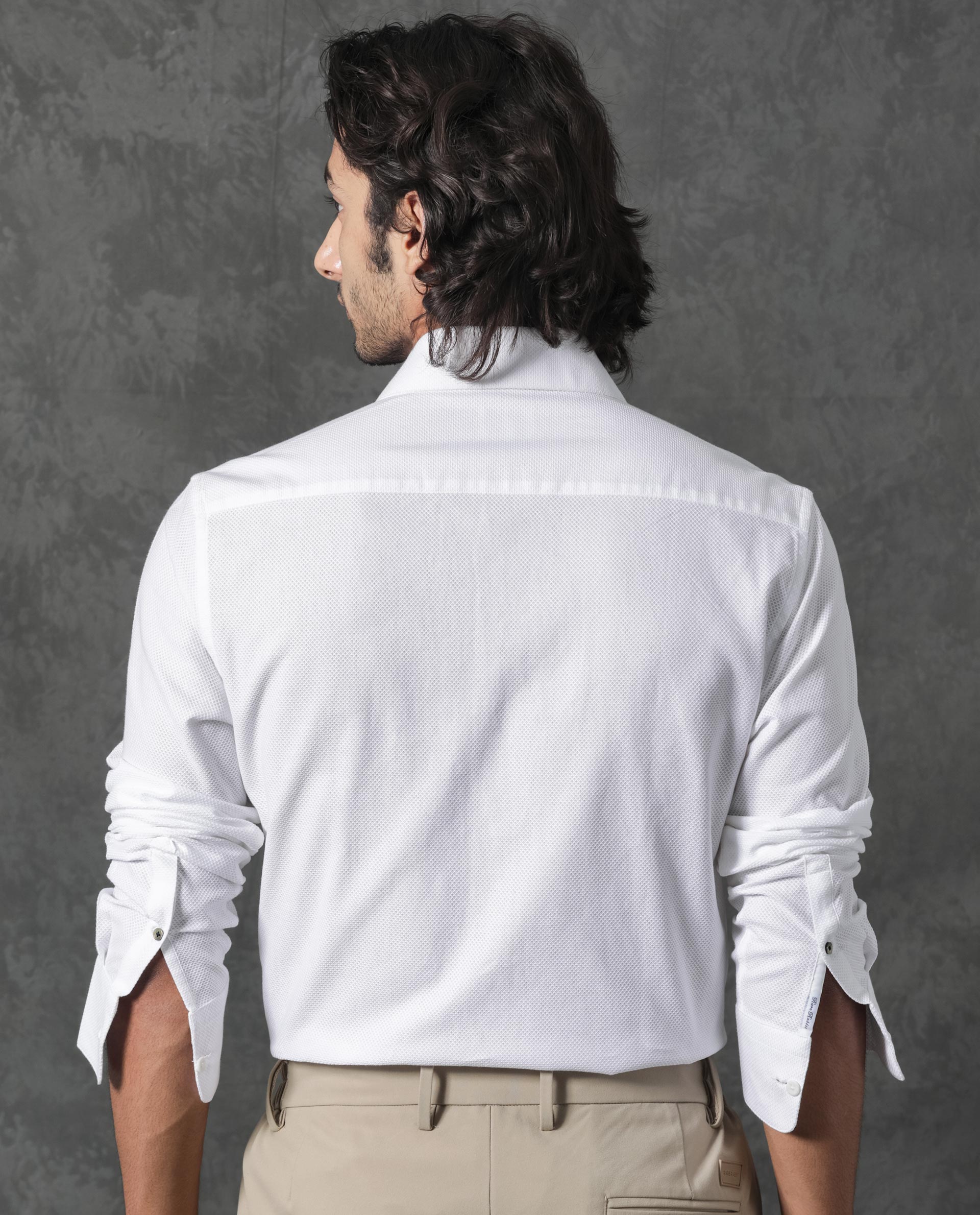 Rare Rabbit Men's Comb White Cotton Fabric Full Sleeves Solid Shirt - view 8