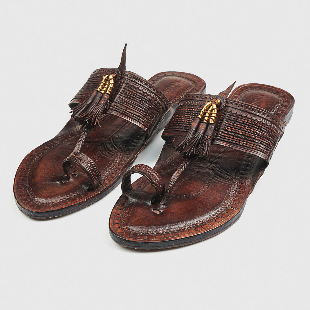 KORAKARI Brown Handstitched Leather Kolhapuri Women Slipper - view 2