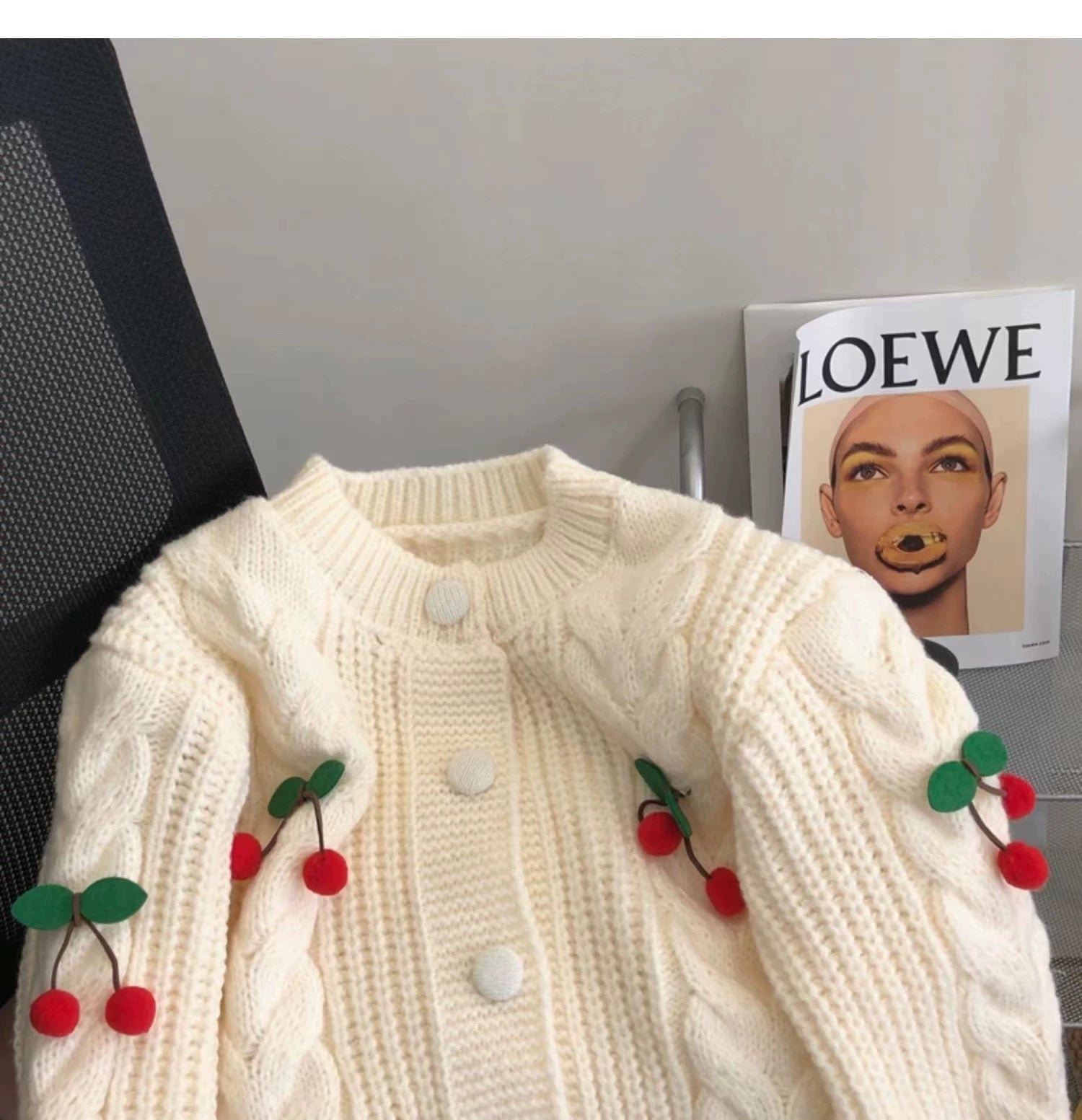 Alamode By Akanksha Alaine Statement Woolen Sweater with Cherry Detail - view 2