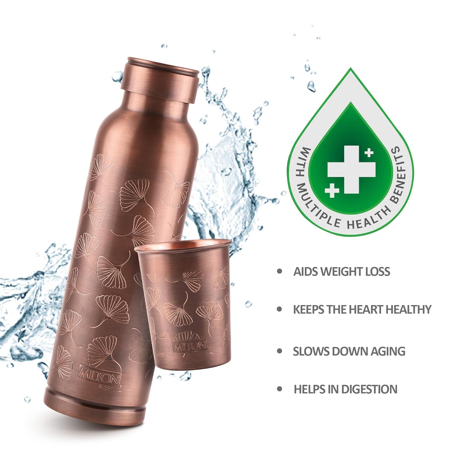 Milton Copper Elegante Gift Set - 1 Bottle + 2 Tumbler | Set of 3 Pcs - view 4