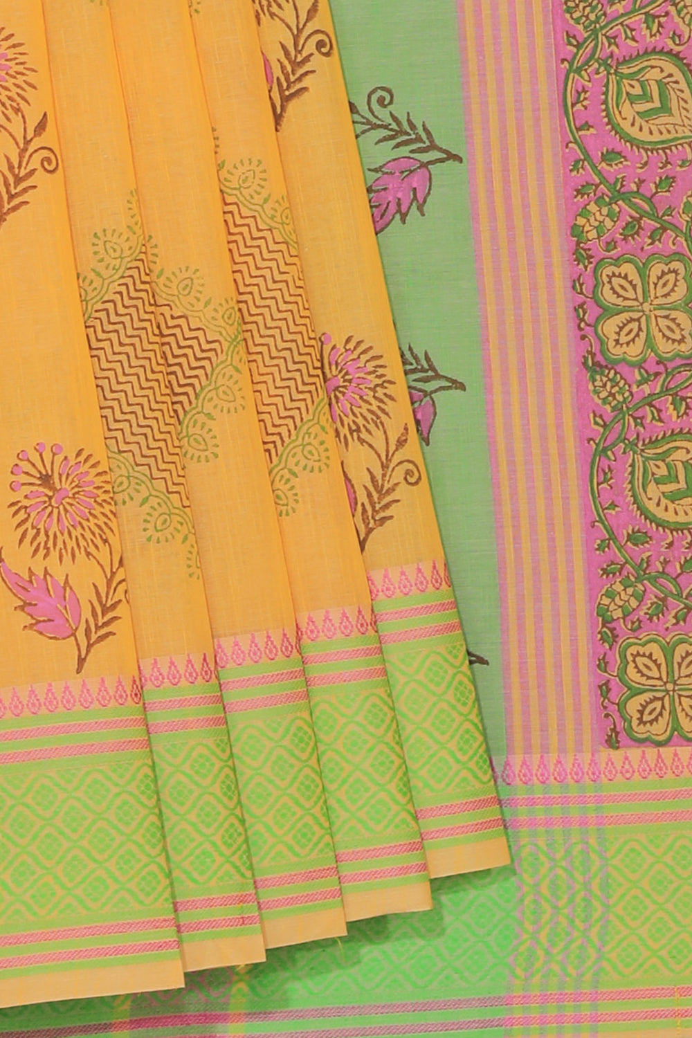 Kalanjali Ethnics Hand block printed cotton saree