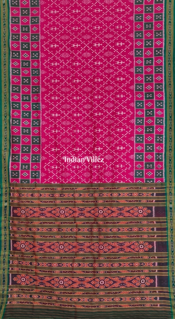 IndianVillèz Pink Tribal With Border Pasapali Khandua Silk Saree