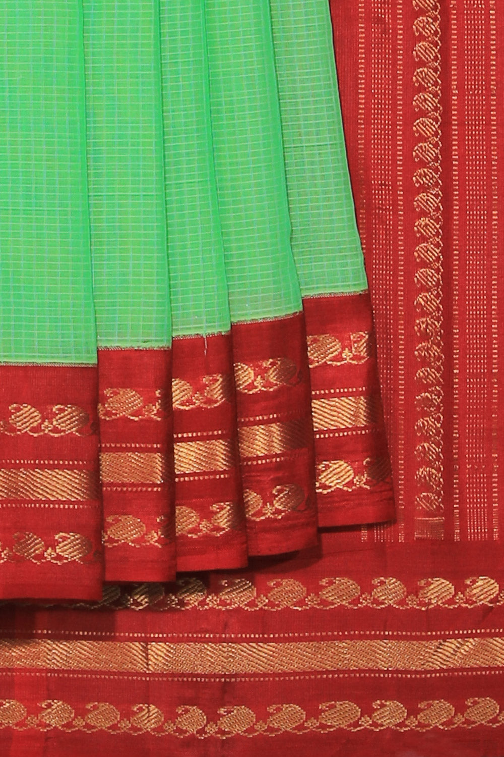 Kalanjali Gadwal Cotton Green Saree – Women's