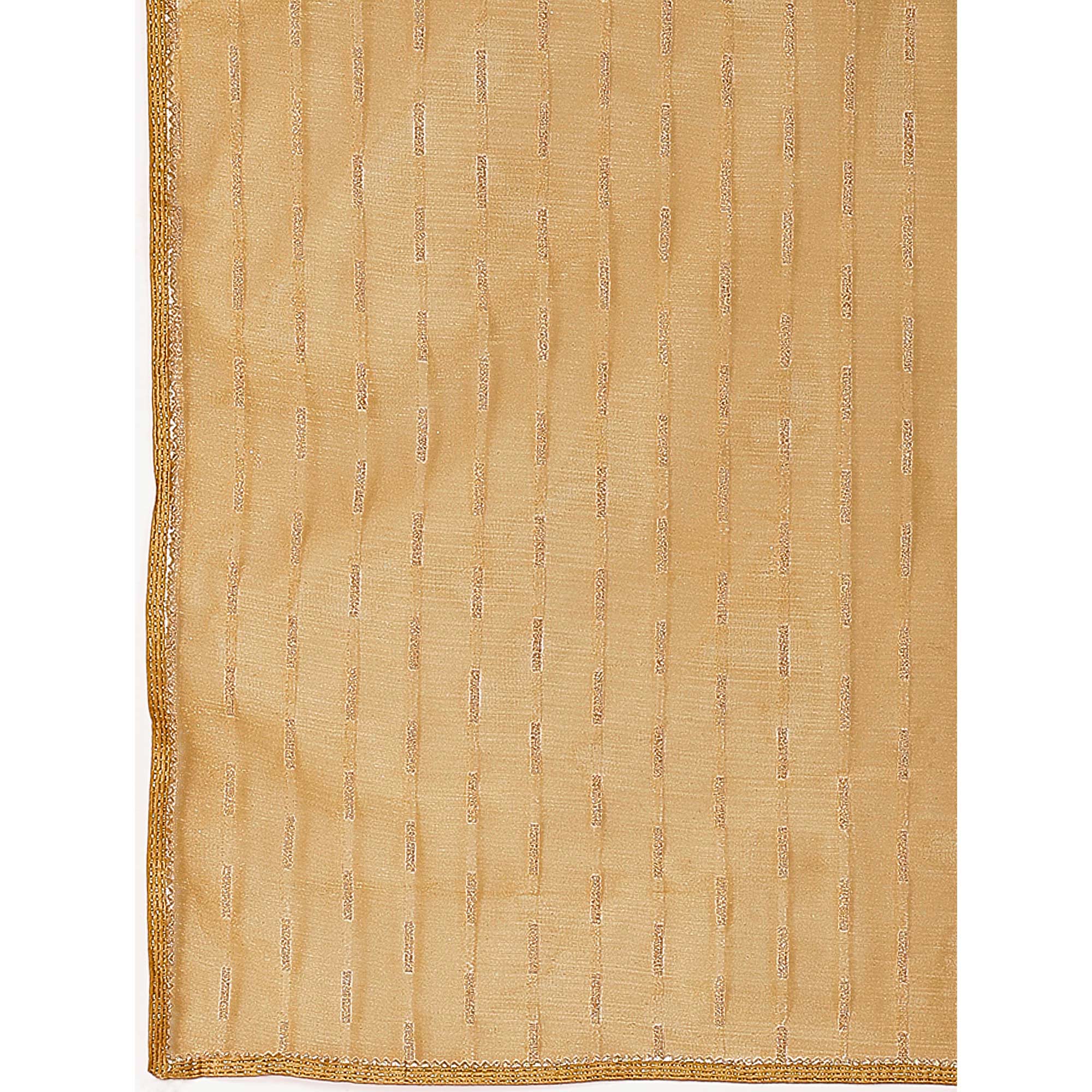 Peachmode Chikoo Zari Printed Cotton Silk Saree Lace Border - view 9