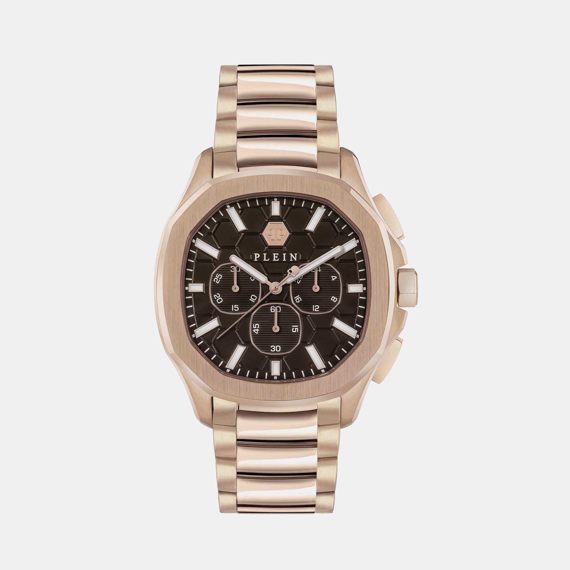 Philipp Plein High-Iconic Men Quartz Brown Dial Chronograph Stainless Steel Watch PWSAA0623