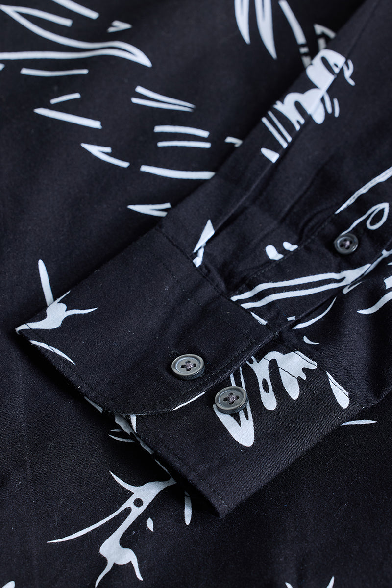 SNITCH Black Abstract Slim Fit Shirt - view 7