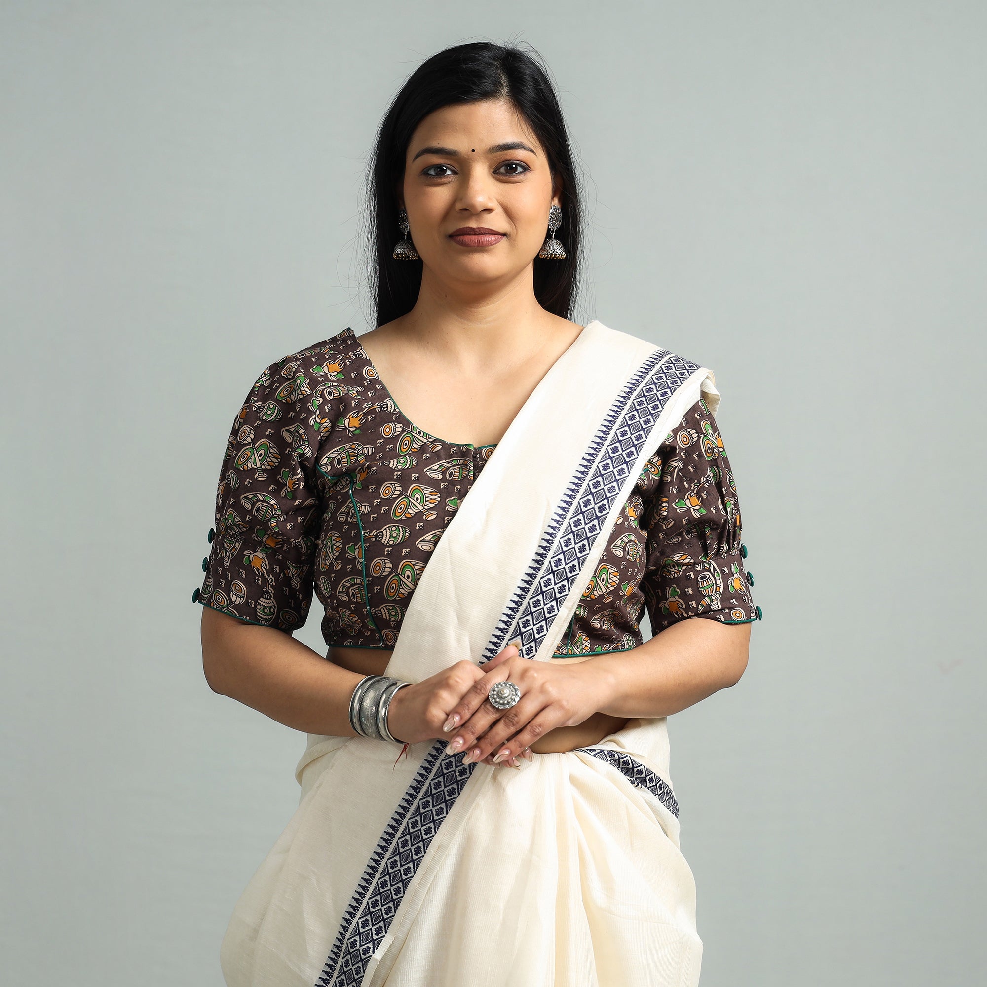 ITOKRI CASUALS Brown - Kalamkari Printed Cotton Stitched Blouse