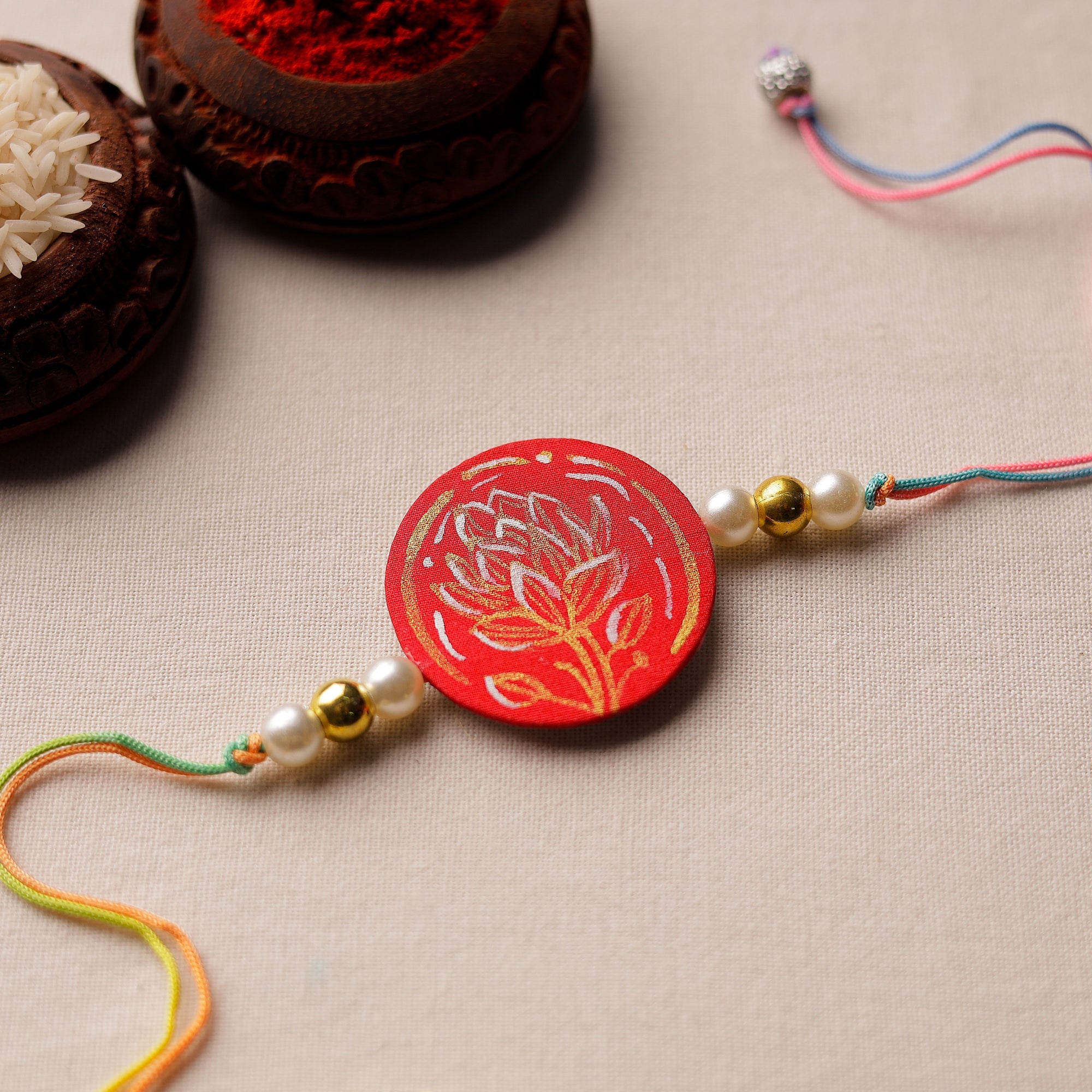 KHUSHBASH - HAPPY LOOM OF EAST Bishnupur Handpainted Fabric Rakhi 10