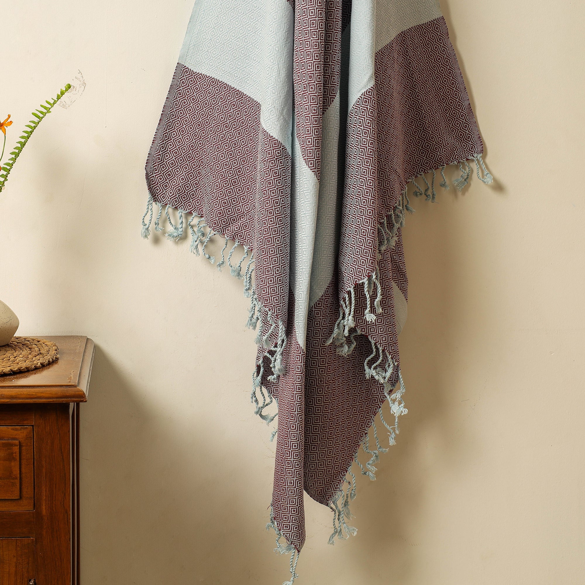 HANDLOOM VIRASAT Brown - Handloom Cotton Towel with Tassels from Bijnor by Nizam - view 2