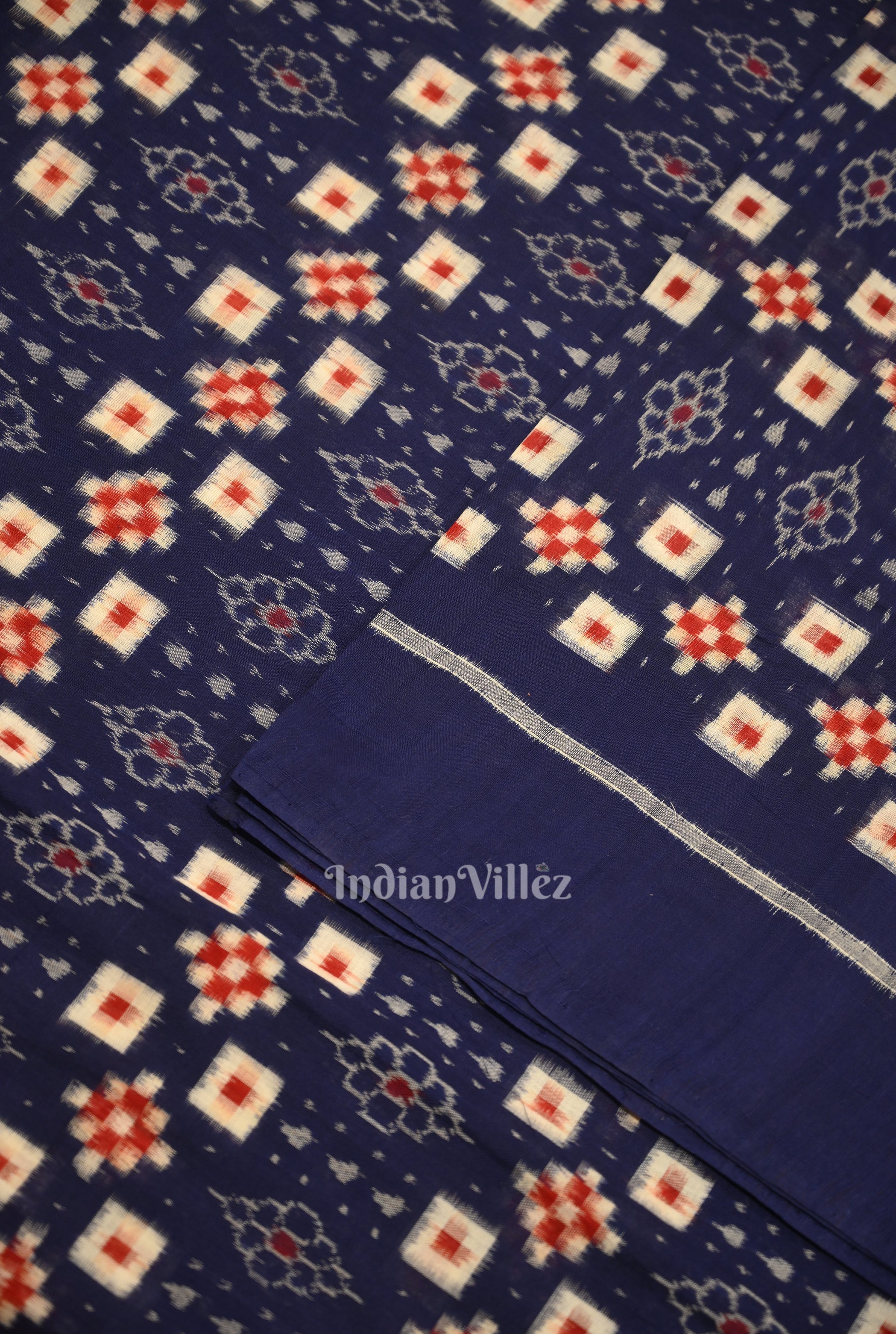 IndianVillèz Blue Pasapali Sambalpuri Ikat Cotton Fabric - view 2