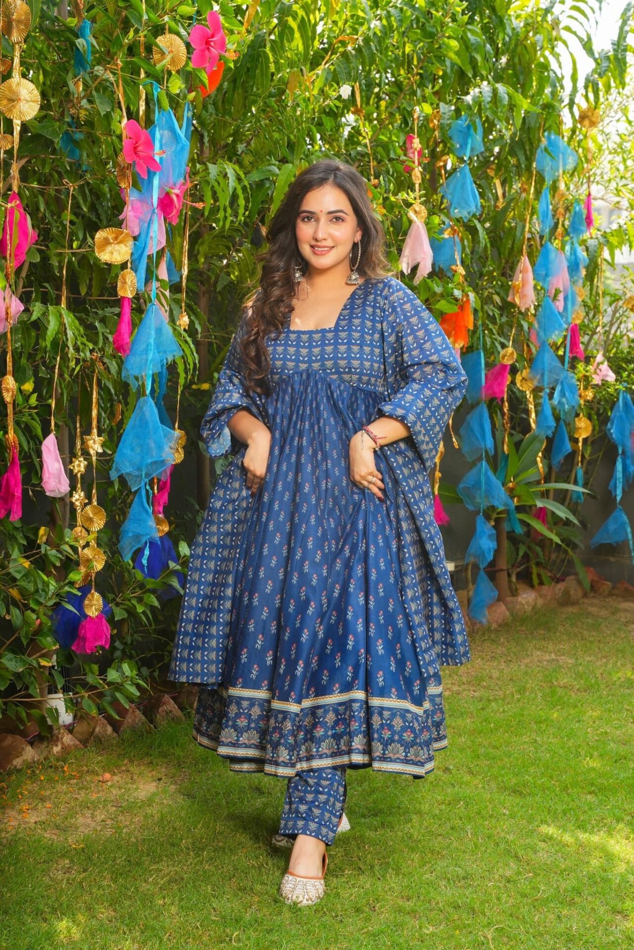 Idaho-o Jignasa blue chanderi suit set - view 2