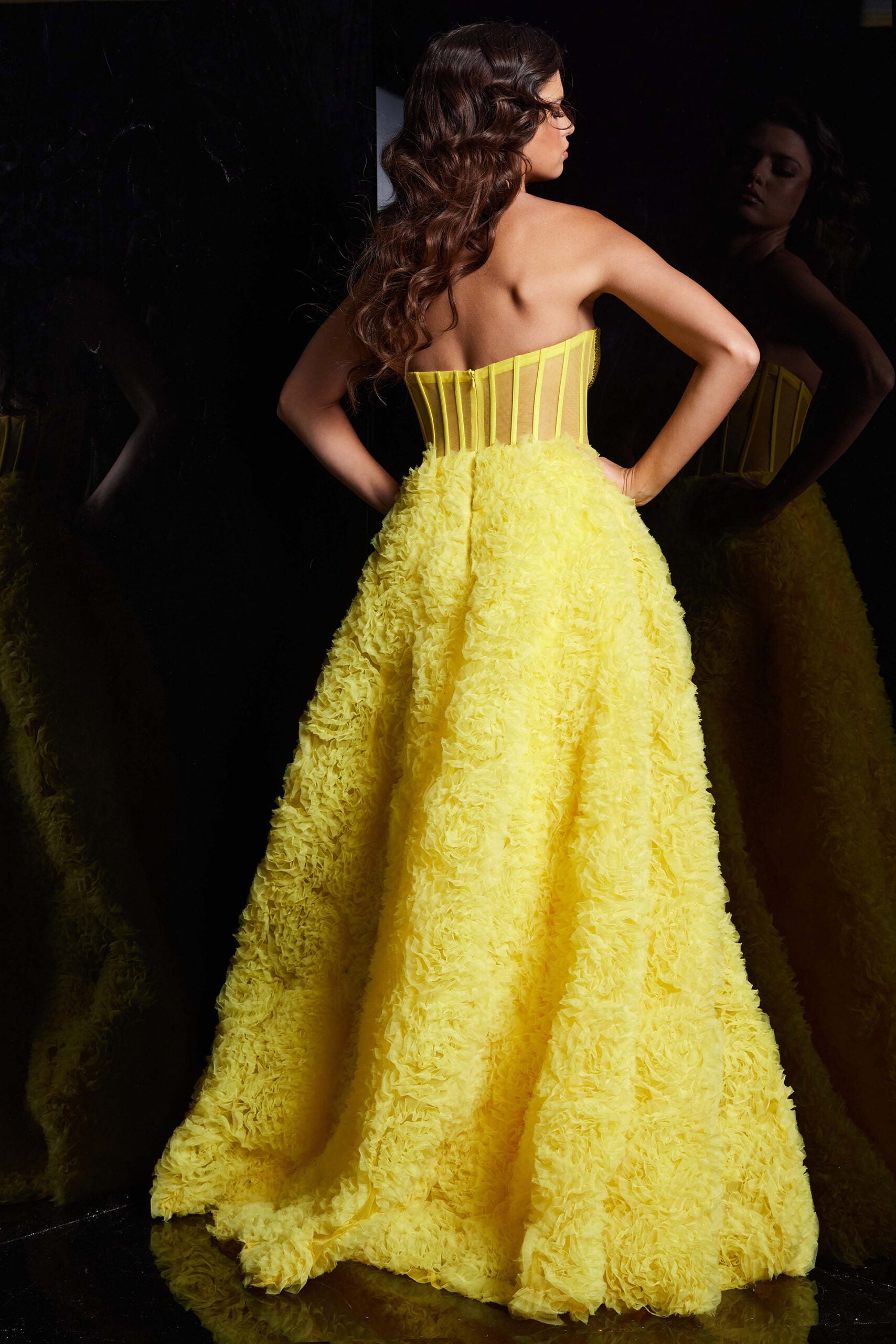 Strapless A-line Ruffled Slit Gown by Jovani 38674 - view 2