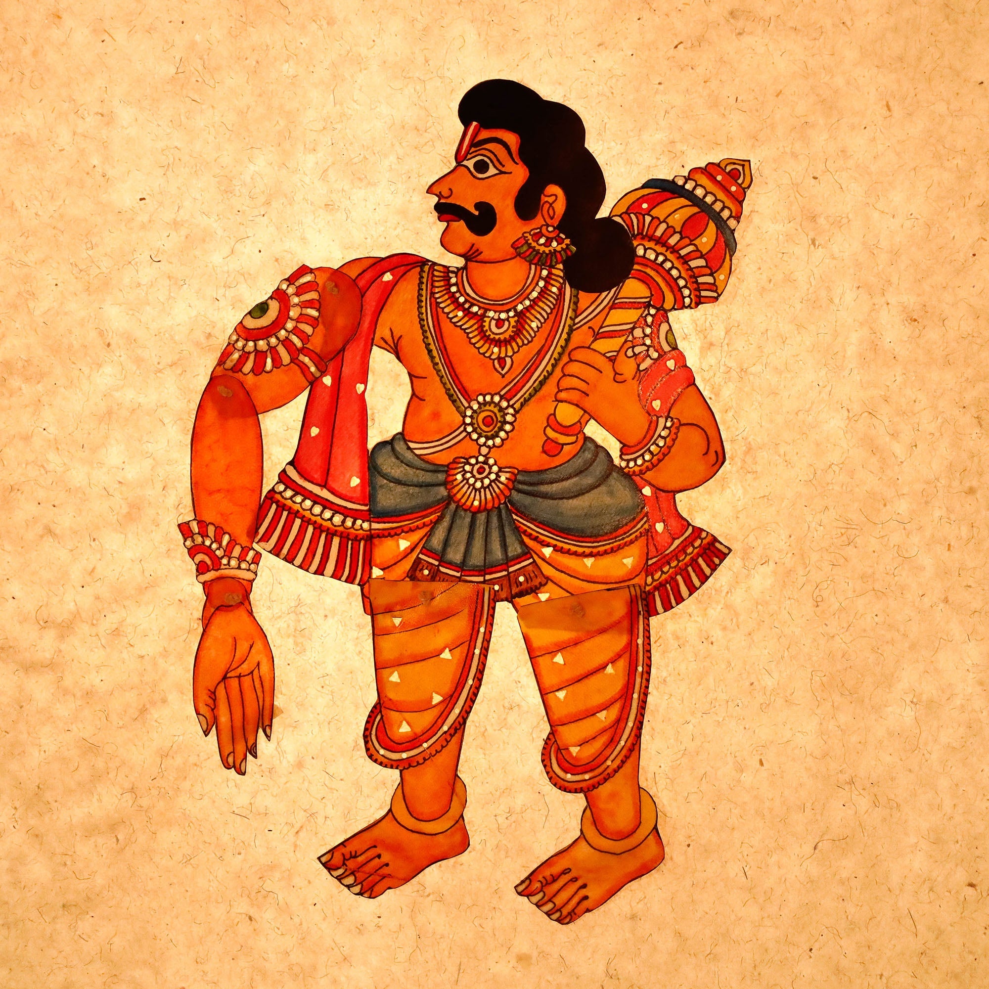 ITOKRI CRAFTS INITIATIVE Bhima - Tholu Bommalata Leather Puppet (16 x 10 in)