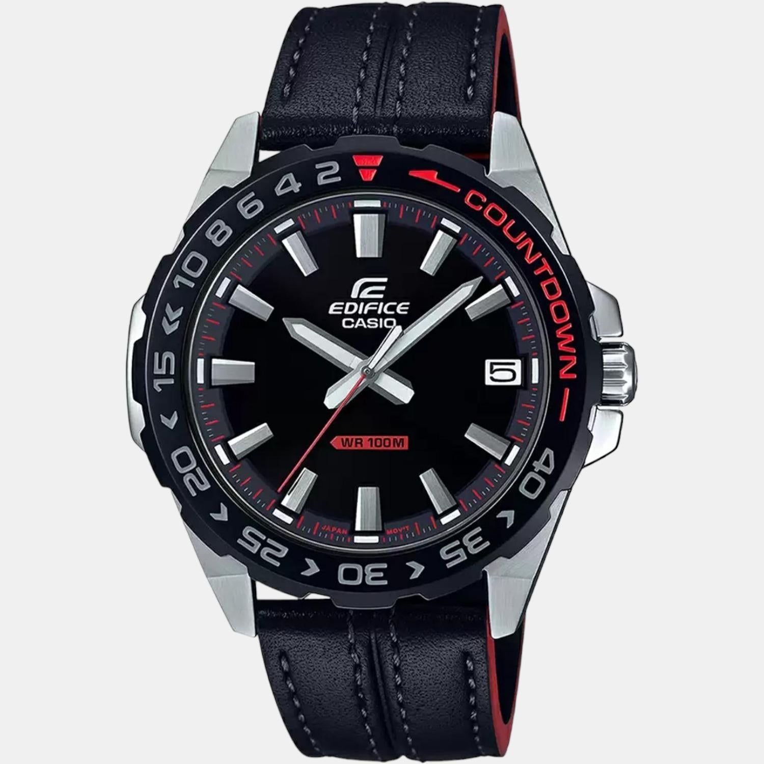 Casio Edifice Men Quartz Black Dial Analog Leather Watch ED483 - view 2