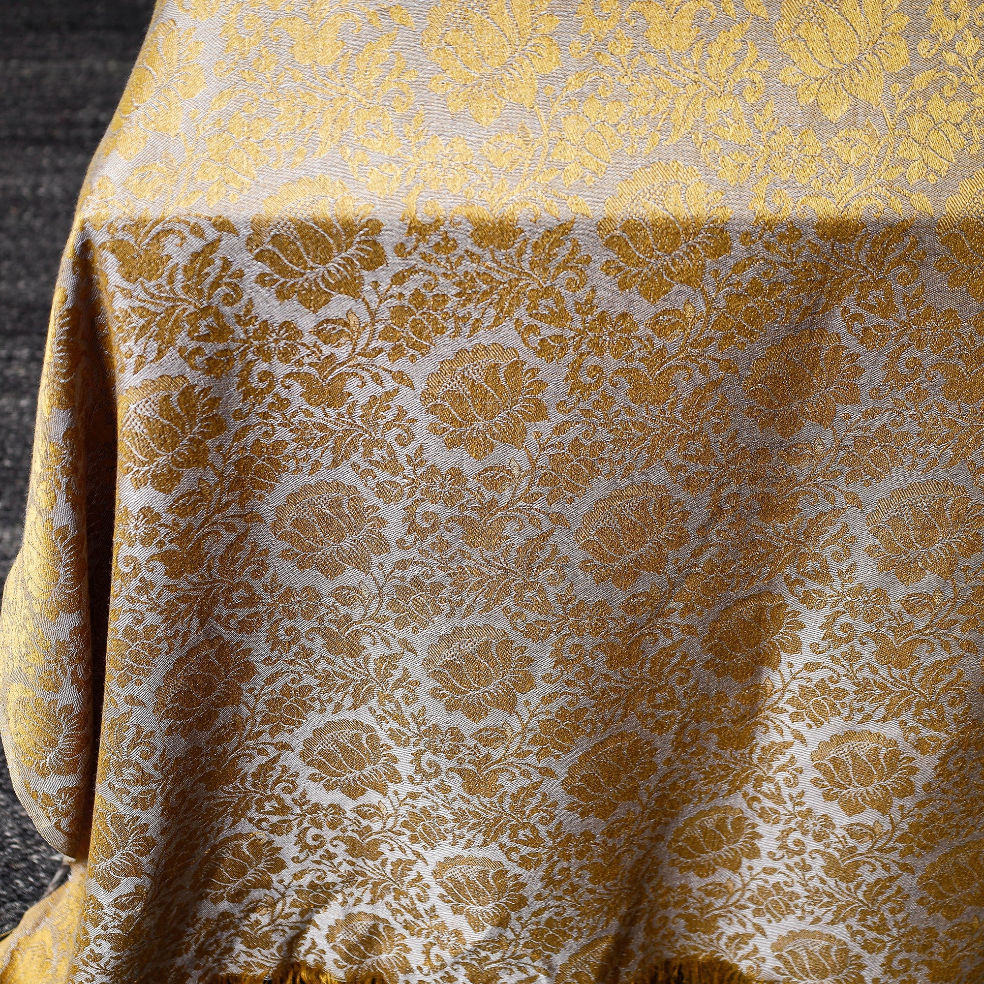 ITOKRI CRAFTS INITIATIVE Beige - Himroo Handloom Jacquard Mercerized Cotton Double Bed Cover (98 x 88 in) - view 4