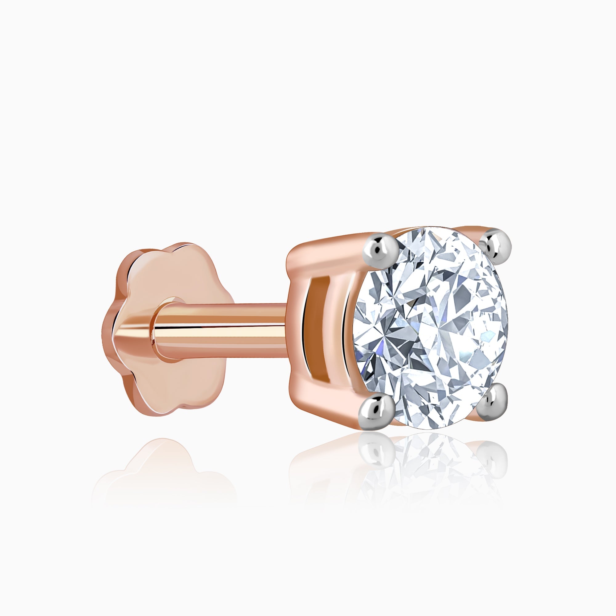 GIVA Jewellery Rose Gold Minimal Diamond Nose Pin - view 5