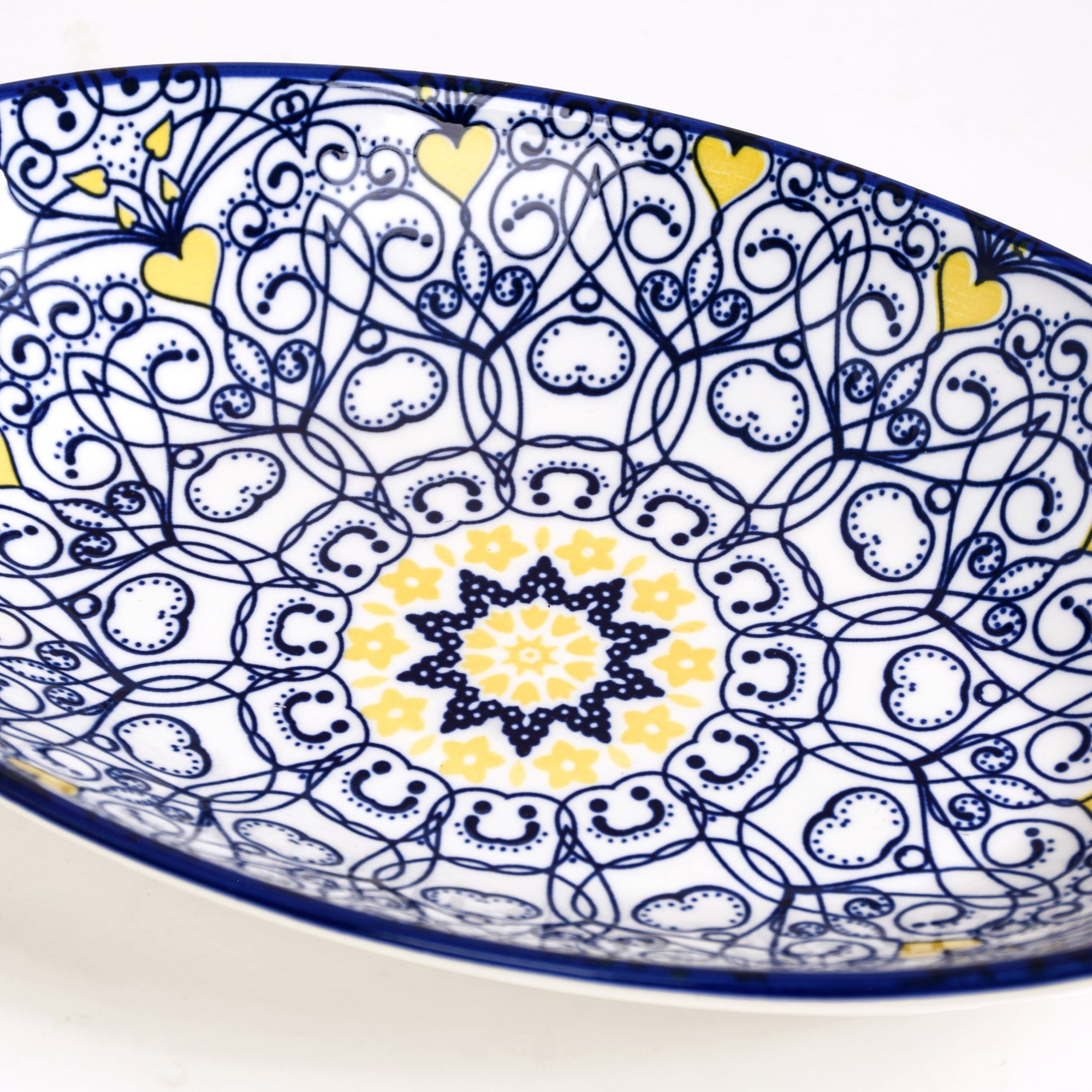 Nestasia Vibrant Mandala Platter Yellow And Blue Set Of 2 - view 9