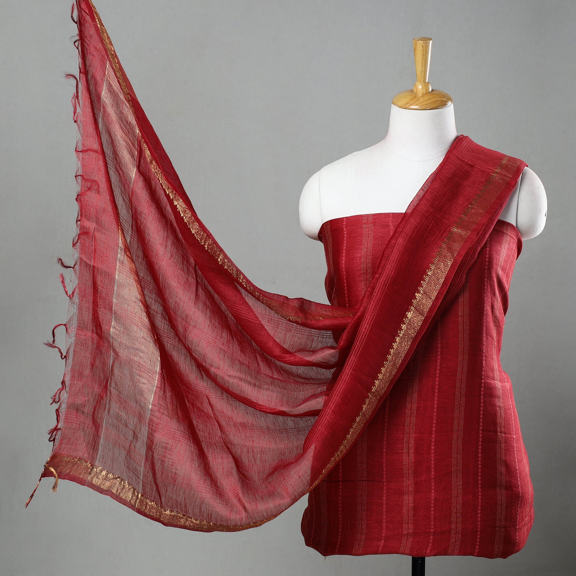 HAVELI CHRONICLES 3pc Linen Silk Handloom Plain Dress Material 04