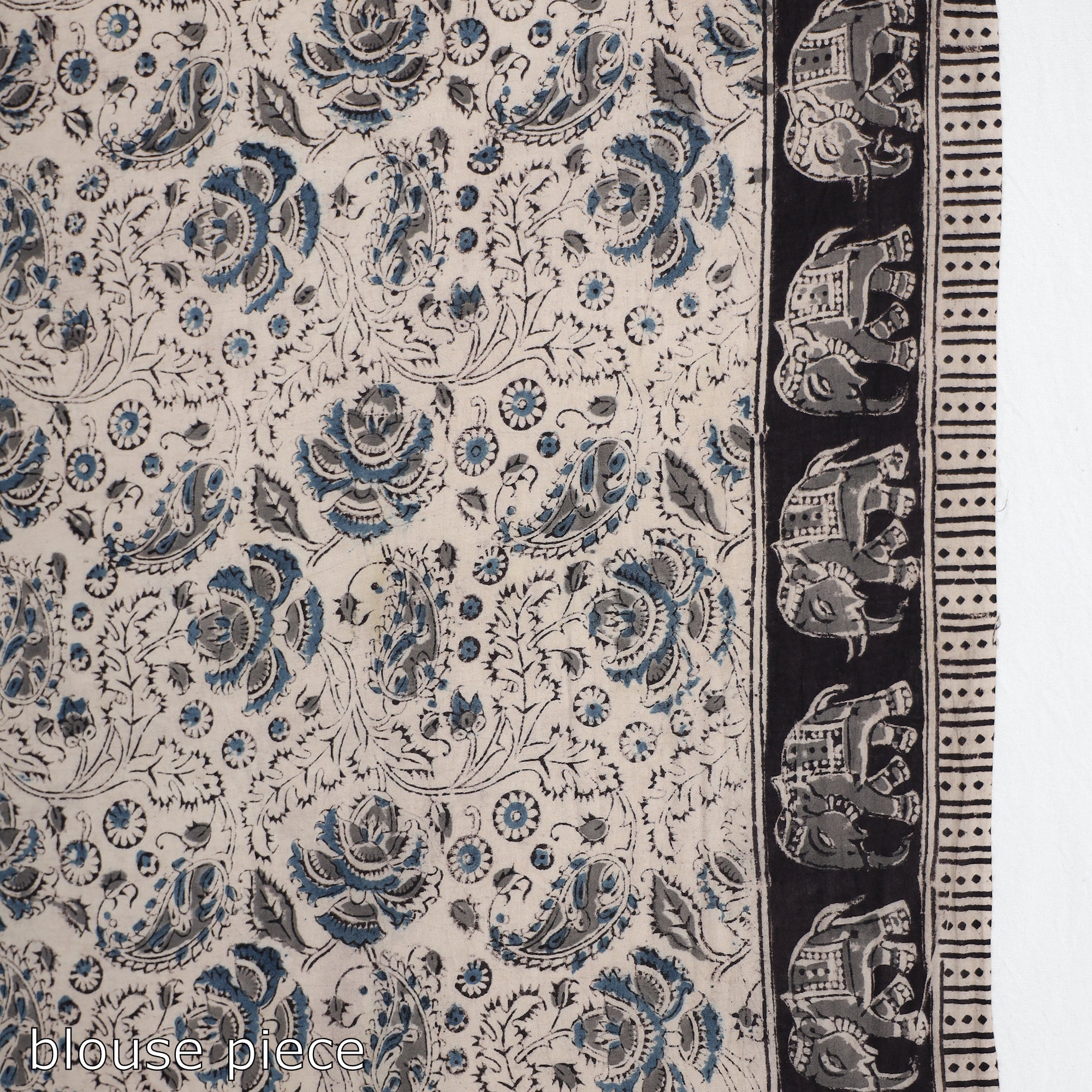 VENKATA BHANU KALAMKARI PEDANA Black - Pedana Block Print Cotton Kalamkari Saree - view 7