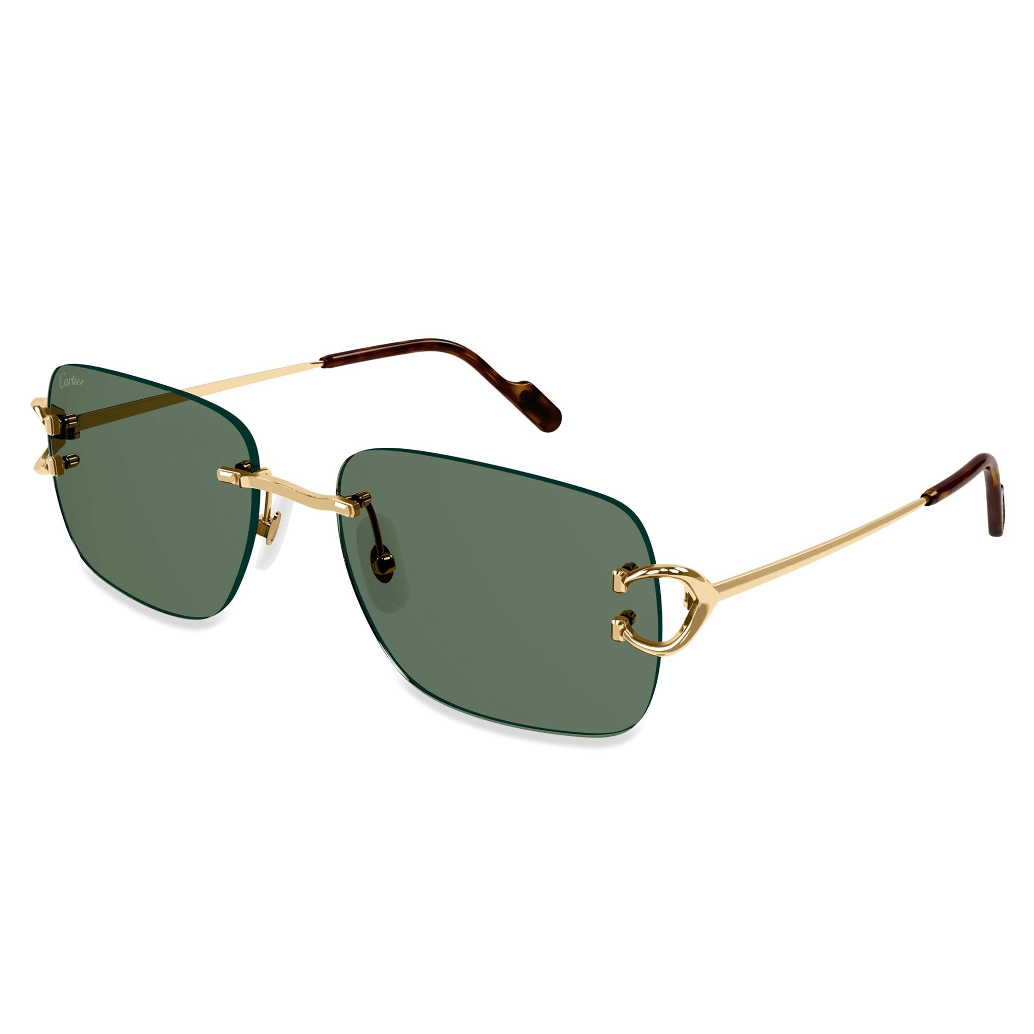 Cartier Eyewear CT0330S-002 C Decor Gold Green Rimless Sunglasses - view 2