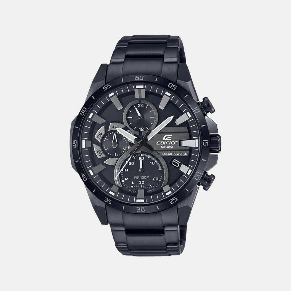 Casio Edifice Men Quartz Black Dial Chronograph Stainless Steel Watch ED548
