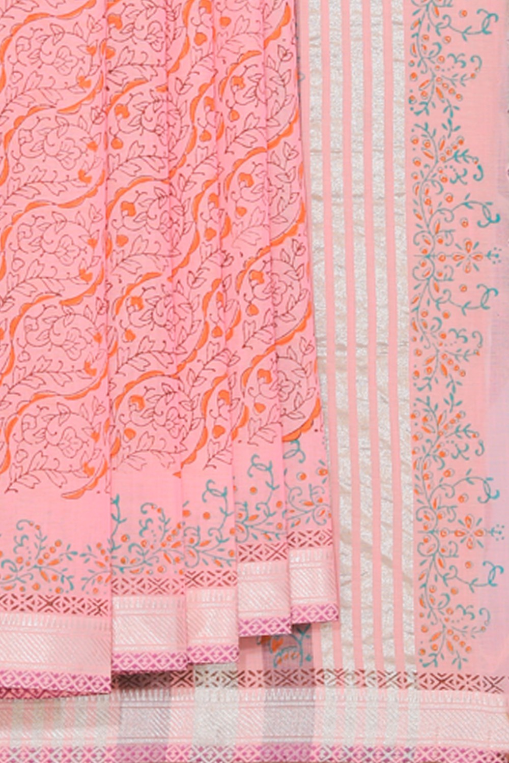 Kalanjali Ethnics Hand block printed cotton saree