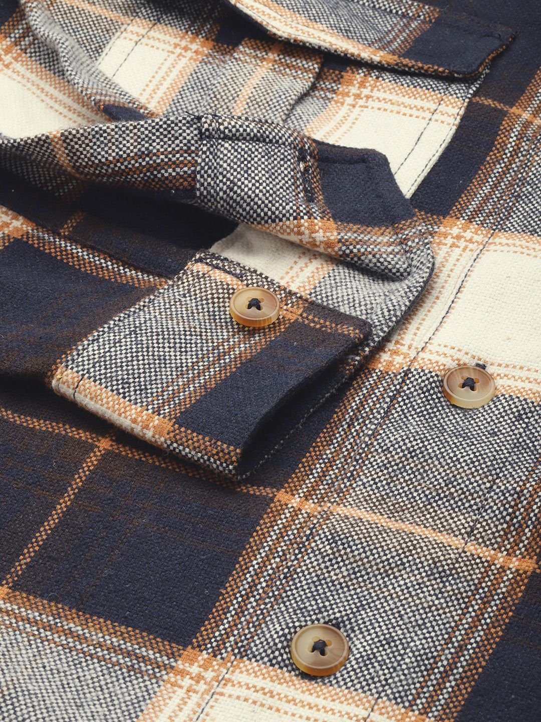 The Indian Garage Co Men's Navy Blue Regular Fit Checked Casual Shirt - view 6