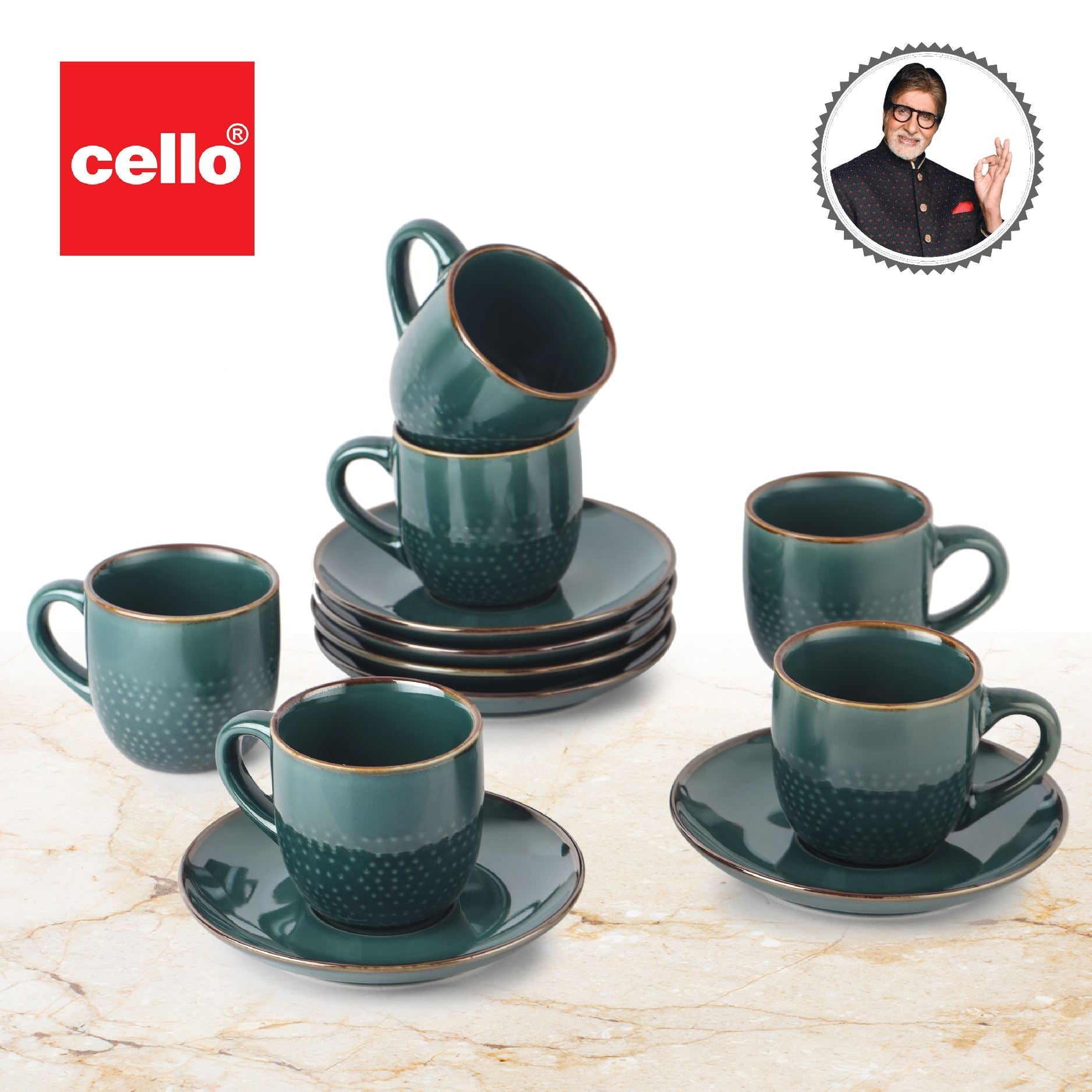 Cello Hampshire 6 Pieces Ceramic Cup & Saucer - view 35