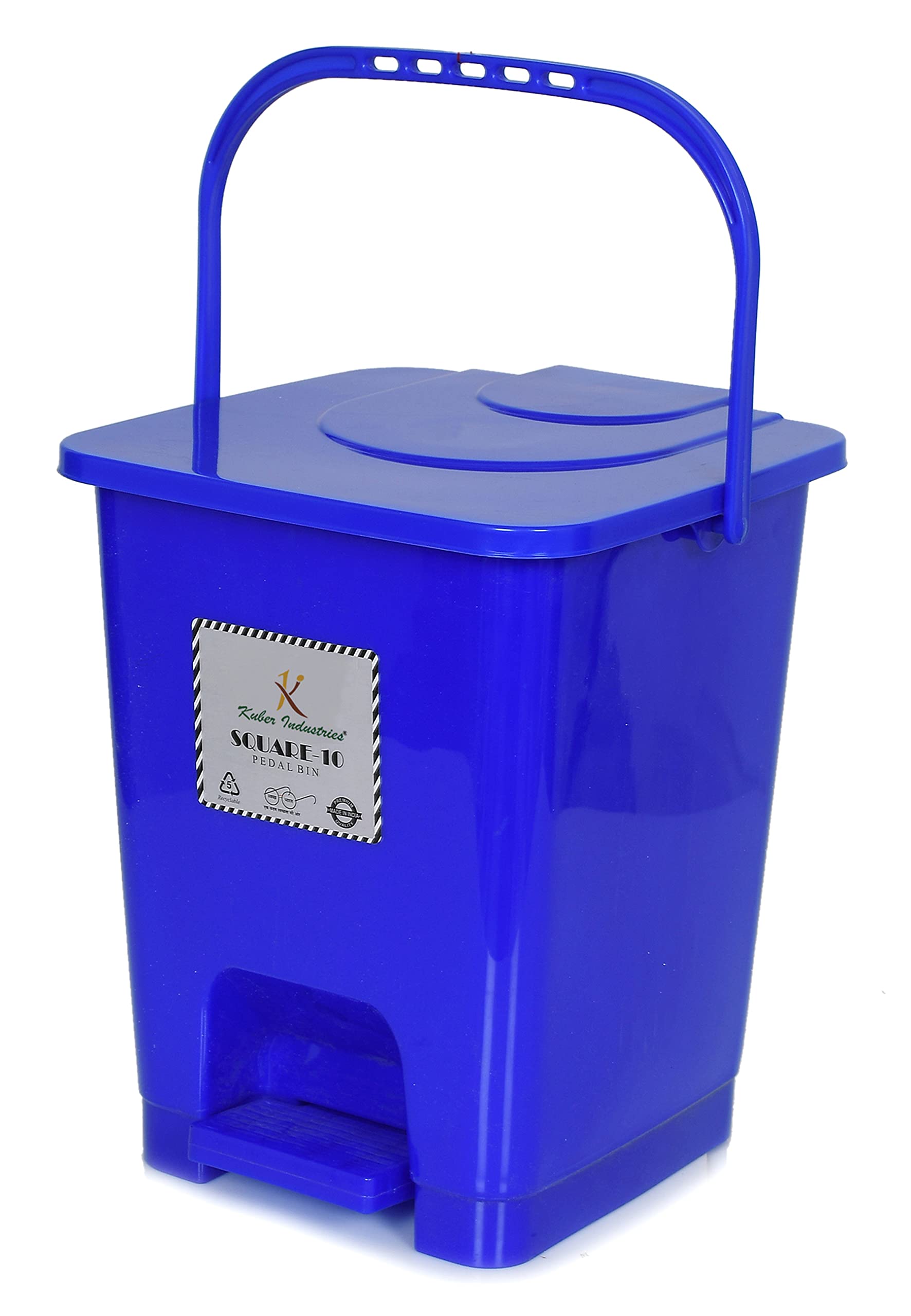 Kuber Industries Square Premium Plastic Pedal Dustbin with Lid for Home/Kitchen/Office 10 Ltr (Blue)-Pack of 3 - view 2