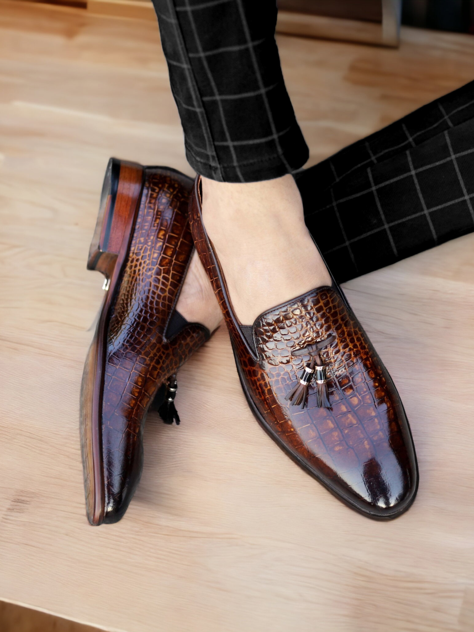 Egoss Shoes Egoss Platinum Tassel Shoes For Men