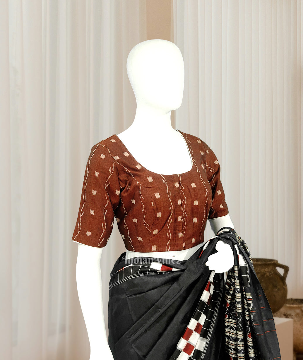 IndianVillèz Maroon Tipa Design Odisha Ikat Sambalpuri Cotton Blouse