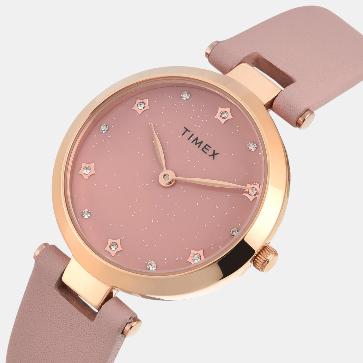 Timex Fashion Women Quartz Pink Dial Analog Leather Watch TWEL19204 - view 2
